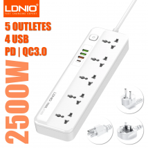 LDNIO Multi Tap Universal Stecker EU US UK Steckdose Steckdosenleiste mit 2 m Verlängerungskabel AC Typ C USB Port Ladung Steckdose