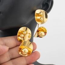 Geometric Circle Drop Earrings For Women Holiday Party Fashion Lucky Round Beads Ear Jewelry Accessories Birthday Christmas Gift