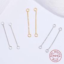 1 Paar S925 Sterling Silber 3 cm Box Verlängerungskette DIY Schmuckherstellung Ohrringe Verlängerungskette Zubehör SE65