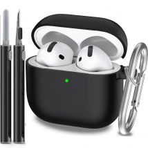 for AirPods 4th Generation Case Cover 2024, Military Grade Soft Silicone Shock-Absorbing for AirPods 4 Case with Keychain & Clea