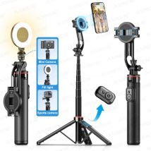 AXNEN C20 Treppiede Magnetico Estensibile per Selfie con Telecomando e Filettatura da 1/4" per Fotocamera d'Azione e Luce ad Anello