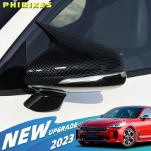 Karosserie-Seitentür-Rückspiegelabdeckung aus ABS, bedeckt mit Kohlefasermuster für KIA Stinger 2018–2022 2023