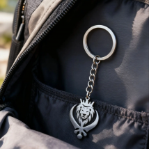 My Shape Fashion Lion King With Sikh Symbol Khanda Keychain Stainless Steel Animal Key Ring Bag Accessories Hip Hop Jewelry Gift
