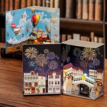 DIY Buch Nook Kit Miniatur Holz Puppenhaus mit Licht Bücherregal Einsatz Dekoration 3D Puzzle Montage Gebäude Modell für Geschenke