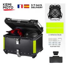 KEMIMOTO 45L/55L/65L Custodia in alluminio per moto Baule con schienale Scatola portaoggetti per attrezzi per bagagli posteriori con coda superiore universale