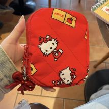 Original süße 3D-Kitty-Make-up-Tasche, tragbar, rot, Retro-Aufbewahrung, Brieftasche, Kartenhalter, Handtasche, Box, praktische Handgepäck-Kosmetiktasche