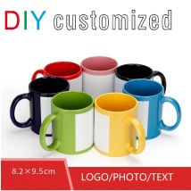 Schwarze Tasse zum Selbermachen, Logo, Keramik, 350 ml, individueller Druck Ihres Fotos, Bildmuster, personalisiertes Geschenk für Tee, Kaffee, Milch