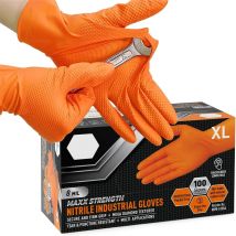 Guanti da lavoro protettivi in nitrile arancione super duty da 8 ml Guanti da lavoro protettivi di sicurezza testurizzati con diamanti monouso Guanti industriali per meccanici automatici
