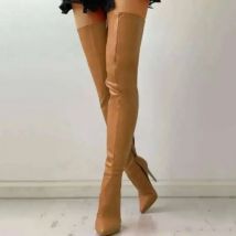 Autumn/Winter Women's Boots Sexy High Heels Slim Over The Knee Boots Pointed Side Zipper Large Size 34-47 Long Boots