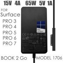 Adattatore caricabatteria per laptop da 65 W compatibile per Microsoft Surface Pro 9/8/X/7/6/5/4/3, laptop Surface 5/Studio/4/Go/3/2/1, superficie