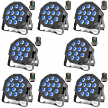 U'King 8PCS Batteria LED Par Luce RGBW Stage Piatto Luce Stroboscopica Par Effetto Luce DJ Disco Party Holiday Bar Matrimonio Compleanno