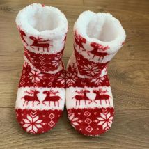 Slipper Womens Home House Fluffy Winter Warm Christmas Gift Elk Fur Contton Plush Grip Sole Female Indoor Room Shoes Boots Men
