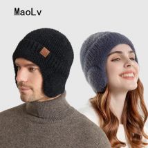 Nerz Pelz Ohren klappe Winter mütze Frauen Mode Kunst pelz warme Strick mütze kpop Stil weiche Gehörschutz Mützen Männer Streetwear Mütze