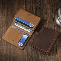 Vintage Crazy Horse Leder Kreditkartenetui Geldbörse Herren Echtes Rindsleder Slim ID VIP Visitenkarten Kleingeld Münzen Geldbörsen