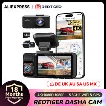 Redtiger F17 4k 3 Telecamere per auto 5.8Ghz Wifi Dash Camera per visione notturna IR Dvr per auto per telecamere Wifi Dash Gps WDR incorporati