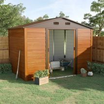 Outsunny Cobertizo de Jardín Exterior con 2 Puertas 4,84m² 278x195x215cm Natural