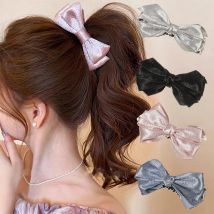 AWAYTR Satin Fliege Bananen Clip Haarkämme Stoff Frauen Haarnadeln Bräute Hochzeit Elegante Haarschmuck Kopfbedeckung
