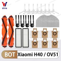 Akcesoria do Xiaomi Robot Vacuum H40 / OV51: szczotka główna, szczotka boczna, mop, filtr HEPA, worek na kurz, części zamienne.
