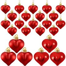 12 Stück herzförmige Ornamente, Valentinstag, Herzornamente, Herzkugeln für Valentinstag, Hochzeit, Zuhause, Weihnachtsfeier, Dekoration