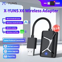 X-YUNS 2025 Adapter CarPlay i Android Auto 2w1 Przejściówka Przewodowa na Bezprzewodową Smart Dongle AI Box Kompatybilny z 99% samochodów Plug and Play