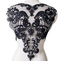 Schwarz Elfenbein Pailletten Hochzeit Patch Spitze Spitze Blume Hohl Sexy DIY Zubehör RS3099