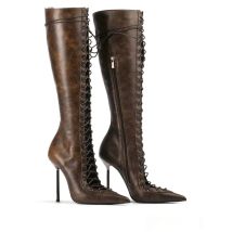 Frühjahr/Sommer Neue Lace Up Kurze Coole Stiefel Seitlichem Reißverschluss Bankett Abnehmen High Heels Sexy Knielangen frauen Stiefel