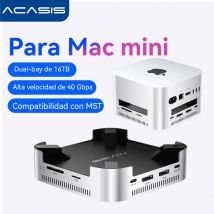 Estación de acoplamiento USB-C Acasis 40Gbps | Dual M.2 NVMe SSD 16TB Max compatible con puertos USB-A DP4K144Hz (individual) TF/SD para Mac Mini M4/M4Pro