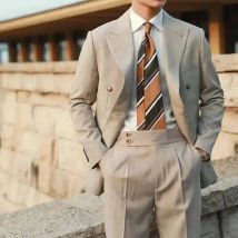 Streifen Anzug Männer vielseitige Mode Gentleman zweireihigen italienischen Revers Mantel formelle Hochzeit Bräutigam Business Männer Smoking Anzug