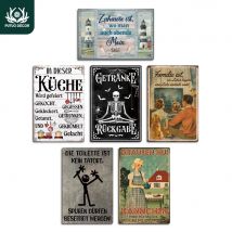 Putuo Decor 1 Stück Kunst Deutsches Vintage Metallblechschild, Wandkunst Dekor für Zuhause Bauernhaus Küche Shop, Geschenk für Freunde