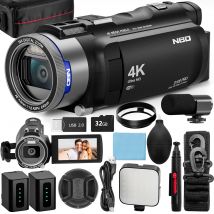 Nbd 4k hd & 48mp Camcorder Videokamera mit Wi-Fi & App-Steuerung, Video recorder mit 3x Akkulaufzeit, 16x Zoom, 270 ° ips Bildschirm