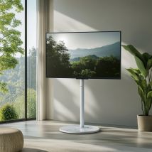 Soporte de TV de esquina moderno, carrito de TV de suelo móvil para 40-75 pulgadas con ruedas rodantes