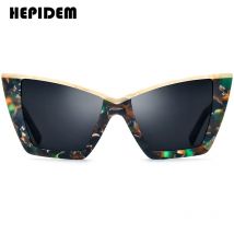 HEPIDEM acetat polarisierte Sonnenbrille Frauen Luxus berühmte Marke Designer Cateye Cat Eye große Größe Kitty Sonnenbrille gm y