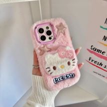 Hello Kitty Phone Case With Camera Stand for Ipone 11 12 13 14 15 16 Series Innovative Phone Cases Trendy Plush Periphery Gifts