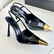 Neue Sommer frauen High Heel Sandalen Metall Kleinen Quadratischen Kopf Zurück Hohl Sandalen frauen Seite Hohl Eisen Kopf high Heels