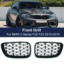 High Quality Car Front Kidney Diamond Grille Racing Grill Silver Grilles Accessories For BMW 2 Series F22 F23 F87 M2 2014-2019
