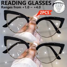 2 modische Cat-Eye-Rahmenbrille für Damen und Herren, trendige Brillen, stilvolle Unisex-Brille, geeignet für den täglichen Gebrauch