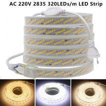 Striscia LED AC 220V Corda a nastro flessibile impermeabile SMD 2835 320 LED / m Striscia LED con spina EU / UK per la decorazione domestica