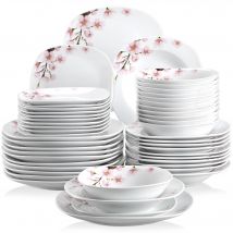 VEWEET ANNIE Set di Stoviglie in Porcellana 24/48 Pezzi con Ciotole, Piatti da Dessert, Piatti da Zuppa e Piatti Piani per 6/12 Persone