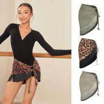 2025 Gonna da ballo latino ZYM Ragazze Bambini Abiti da pratica di ballo latino Gonna irregolare Cha Cha Rumba Samba Performance Wear DNV24817