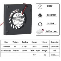 2 stücke 30mm 3004 5V 60mA 9300RPM micro lüfter 30X30X4mm kleine dünne micro projektor DC kühlung fan ersetzen RFB3004