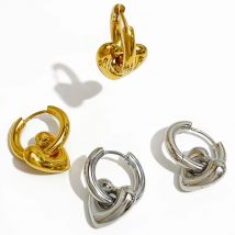 Peri'sbox minimalist ischen Edelstahl Gold Farbe Herz Charm Creolen für Frauen einfache abnehmbare Huggie Ohrringe wasserdicht