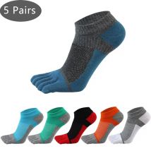 5 Pairs Pure Cotton Five Finger Ankle Socks Mens Sports Breathable Comfortable Shaping Anti Friction No Show Socks With Toes