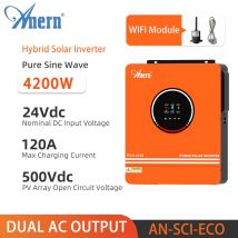 Anern Mppt Inverter solare 3KW 4.2KW 6.2KW Off Grid 24V 48V Inverter 12V 220V onda sinusoidale pura doppia uscita MPPT 80A 120A