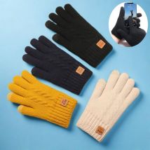 Gestrickte Handschuhe für Männer und Frauen, Winter-Touchscreen, doppellagig, verdickt, mit Samt gefüttert, kältebeständig, warm halten, Fahren, Radfahren, Outdoor
