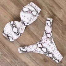 Sexy Bikini Mode Kreative Leopardenmuster Schlangenmuster Stahl Halter Trägerlosen Dreieck Schwimmen Wasser Badeanzug Frauen