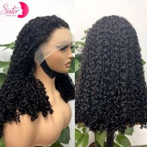 350 % Dichte, natürliche Pixie-Locken-Echthaar-Perücken, 13 x 4 Spitze-Frontal-Perücke, verworrenes lockiges Haar, Wasserwelle, Echthaar, Bob-Perücke für Frauen