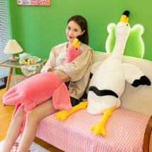 80-130cm Pink Flamingos Plush Toys Big Bird Doll Soft Stuffed Animal Sleeping Pillow Cushion Birthday Gifts