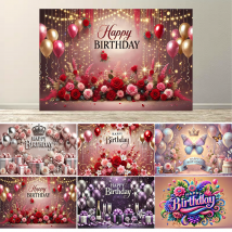Dewprint Happy Birthday Hintergrund Banner für Frauen Partydekorationen Fotoshooting Fotografie Hintergrund Vorhänge Bildschirm Requisiten