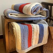Classical Cotton Quilt Set 3PCS Bedspread on the Bed Stripe Patchwork Bed Cover Queen Size Summer Coverlet Comforter Set