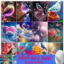 Vogel DIY 5D 120 Farben AB Fee Staub Diamant Malerei Kits Schwan Blume voller Bohrer Handarbeit Stickerei Diamant Mosaik Home Decor